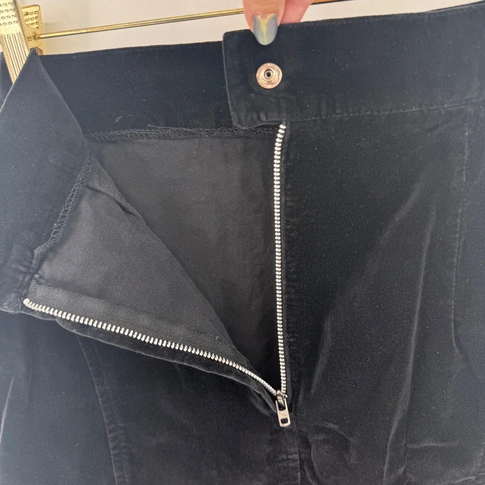 VTG Black Velvet Pencil Skirt High Waist Bodycon Streetwear Indie Goth‎ Sz 3 USA